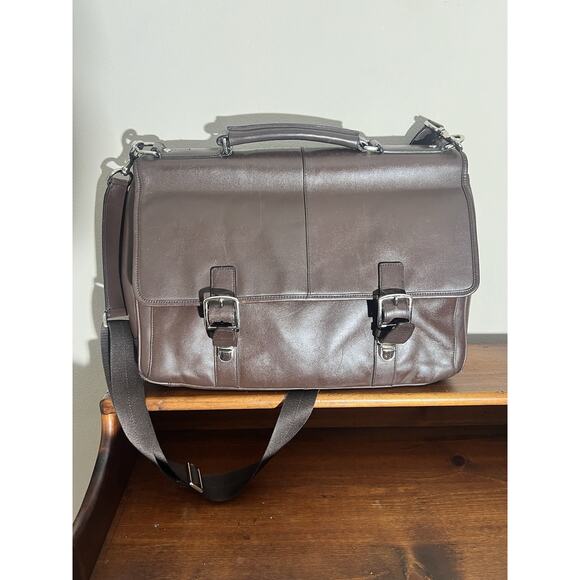 AUTHENTIC COACH LEXINGTON BROWN LEATHER BUSINESS FLAP BRIEFCASE #70666 EUC - Picture 2 of 16